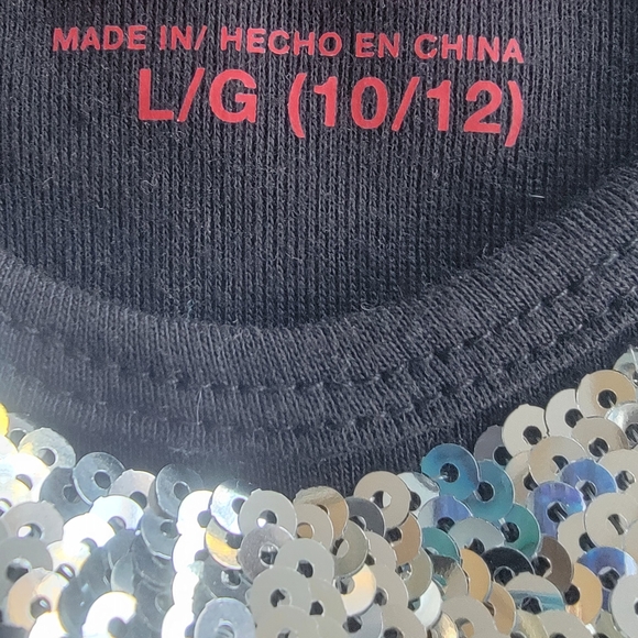 Sequin Tank Top with Black and Silver Design Size Large 10/12 - Picture 3 of 3